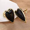 Heart Natural Obsidian Finger Rings RJEW-M076-03G-10-4