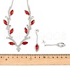 Leaf Brass Rhinestone Stud Dangle Earrings & Pendant Necklaces Set for Women SJEW-M102-03S-01-3