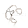 Clear Cubic Zirconia Initial Letter Open Cuff Ring RJEW-A012-01P-X-2