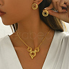 Elegant Brass Stud Round Earrings & Pendant Necklaces Sets for Women BQ9516-1-2