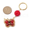 Butterfly Glass Seed & Natural Carnelian & Natural Tiger Eye Beaded Keychain KEYC-MZ00022-3