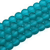 Frosted Transparent Glass Beads Strands X-GLAA-S031-8mm-37-01-1