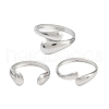 Non-Tarnish 304 Stainless Steel Teardrop Open Cuff Rings for Women RJEW-C095-06P-2