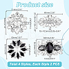 AHADERMAKER 8Pcs 4 Styles Brass Rhinestone Shoe Decorations AJEW-GA0006-98-2