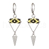 Triangle with Eye Brass Glass Seed Beaded Leverback Earrings EJEW-MZ00452-04-2