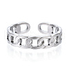304 Stainless Steel Curb Chains Shape Open Cuff Ring RJEW-N040-40-2