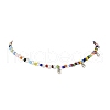 Bohemian Round Glass Seed Beaded Necklaces with Antique Silver Tone Alloy Heart Charms NJEW-JN05216-3