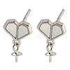 Rhodium Plated 925 Sterling Silver Stud Earrings Finding STER-B005-03P-1