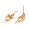 Brass Micro Pave Cubic Zirconia Stud Earring Findings KK-M270-31G-2