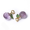 Natural Amethyst Rose Spring Ring Clasp Charms HJEW-P014-03G-3