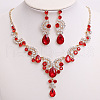 Teardrop & Moon Alloy Rhinestone Pendant Necklace & Stud Dangle Earring FS-WG0A8BD-11-1