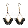Glass Seed Braided Rhombus Chandelier Earrings EJEW-MZ00081-1