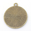 Tibetan Style Alloy Flat Round Pendant Cabochon Settings TIBEP-M022-34AB-2