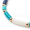 Natural & Synthetic Mixed Gemstone Disc Beaded Bracelet BJEW-JB08530-4