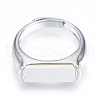 Natural Shell Rectangle Adjustable Ring RJEW-T001-97P-1