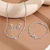Butterfly Alloy with Crystal Rhinestone Pendant Necklace & Hoop Earring & Link Bracelet FS-WG7F609-01-2