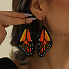 Handmade Glass Seed Beads Butterfly Wing Dangle Earrings FV2215-2