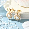 Mother's Day Jewellery Shell Pearl with Brass Dangle Stud Earrings for Women EJEW-TA00574-2