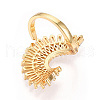 Brass Micro Pave Clear Cubic Zirconia Cuff Rings for Women KK-T074-05G-3