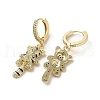 Raccoon Real 18K Gold Plated Brass Dangle Leverback Earrings EJEW-Q797-16G-2