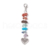 Chakra Natural Red Jasper & South Red Agate & Tiger Eye & Green Aventurine & Amethyst & Lapis Lazuli & Synthetic Turquoise Chips & Alloy Pendant Decorations HJEW-JM03181-4