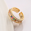 Brass Micro Pave Colorful Cubic Zirconia Adjustable Cuff Rings for Women FS-WG1389A-02-2