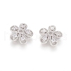 5-Petal Brass Micro Pave Clear Cubic Zirconia Bead Caps ZIRC-G153-41P-1