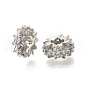 Flower Brass Micro Pave Cubic Zirconia European Beads KK-V008-19P-03-1
