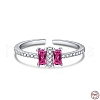 Mother's Day Rhodium Plated 925 Sterling Silver Cuff Rings RJEW-A019-19-03P-2