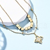 304 Stainless Steel Crystal Rhinestone Flower Pendant Double Layer Necklaces NJEW-R026-07G-1