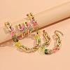 Alloy & Acrylic Rectangle Link Chain Necklace & Bracelet & Stud Dangle Earring Sets FS-WG12B03-01-2