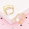 Brass Micro Pave Clear Cubic Zirconia Cuff Rings for Women KK-T074-25G-1
