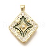 Brass Micro Pave Cubic Zirconia Acrylic Pendants ZIRC-D275-02G-01-1