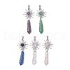 5Pcs Copper Wire Wrapped Natural Lapis Lazuli & Quartz Crystal & Rose Quartz & Green Aventurine & Amethyst Big Pendants PALLOY-JF03640-1