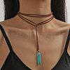 Bohemian Style Synthetic Turquoise Cone Pendant Necklaces for Women NJEW-G158-02-1