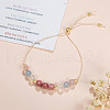 Adjustable Natural Rose Quartz & Aquamarine & Moonstone & Rhodonite Round Beaded Slider Bracelets for Healthy Pregnancy Gift FS-WG14B1D-01-2