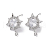 Brass Micro Pave Cubic Zirconia Stud Earring Findings KK-E107-09P-1