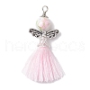 Porcelain Beaded with Polycotton Tassel Big Pendants PALLOY-JF02986-03-1