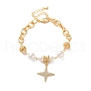 Brass Micro Pave Cubic Zirconia Charm Bracelets BJEW-P342-16G-1