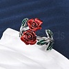 Zinc Alloy Enamel Open Cuff Rings for Women RJEW-U058-01P-3