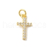 Cross Shape Rack Plating Brass Micro Pave Cubic Zirconia Pendants KK-S396-07B-1
