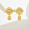 Elegant Vintage Court Style Hollow Flower S925 Sterling Silver Clear Cubic Zirconia Dangle Stud Earrings TT0606-2
