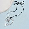 Birth Flower Heart Zinc Alloy Pendant Black Faux Suede Cord Necklaces for Women FS-WGA5BEC-11-2