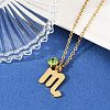 304 Stainless Steel Glass Drill Birth Stone Constellation Pendant Necklaces STAS-D305-08G-H-5