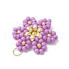 Glass Seed Beaded Flower Pendants PALLOY-MZ00712-02-4