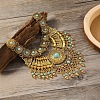Zinc Alloy Pave Synthetic Turquoise Triangle Trible Floral Chunky Bib Necklaces for Women FS-WG45F90-01-2