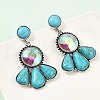 Alloy Synthetic Turquoise Dangle Stud Earrings EJEW-U053-04A-AS-3