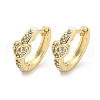 Heart Brass Micro Pave Clear Cubic Zirconia Hoop Earrings EJEW-Z102-31G-4