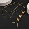 PVD Vacuum Plating 304 Stainless Steel Butterfly Pendant Necklaces NJEW-C063-01G-2