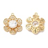 Brass Micro Pave Cubic Zirconia and Glass Charms KK-B074-24G-1